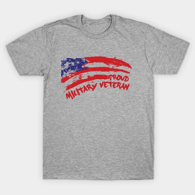 Proud Military Veteran American Flag T-Shirt by HiveMind